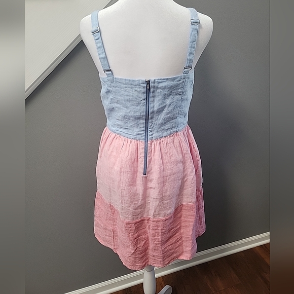Cynthia Rowley 100% Linen 3 Color Dress with Pockets Coastal Barbiecore Sz 2 - Picture 4 of 6
